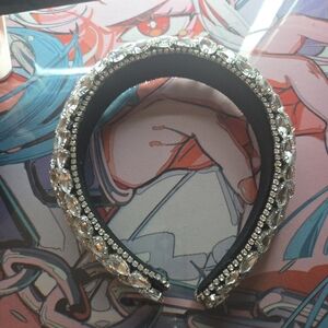 Elegant Black and Silver Embellished Headband